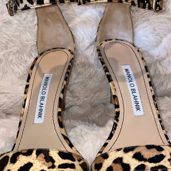 Manolo Blahnik Chaos Leopard Patent Sandals - Picture 4 of 9